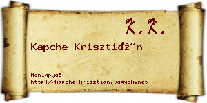 Kapche Krisztián névjegykártya